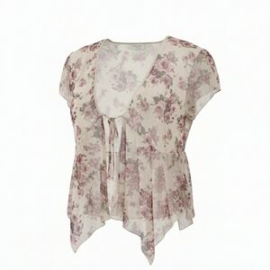 Cottage XL Floral Boho Fairy Gypsy Festival Sheer Going Out Top New